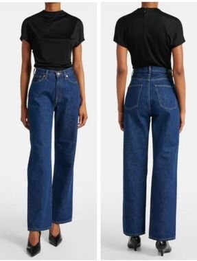 TOVE Linn High-Rise Relaxed Straight Leg Organic Cotton Jeans Indigo Blue Sz 26